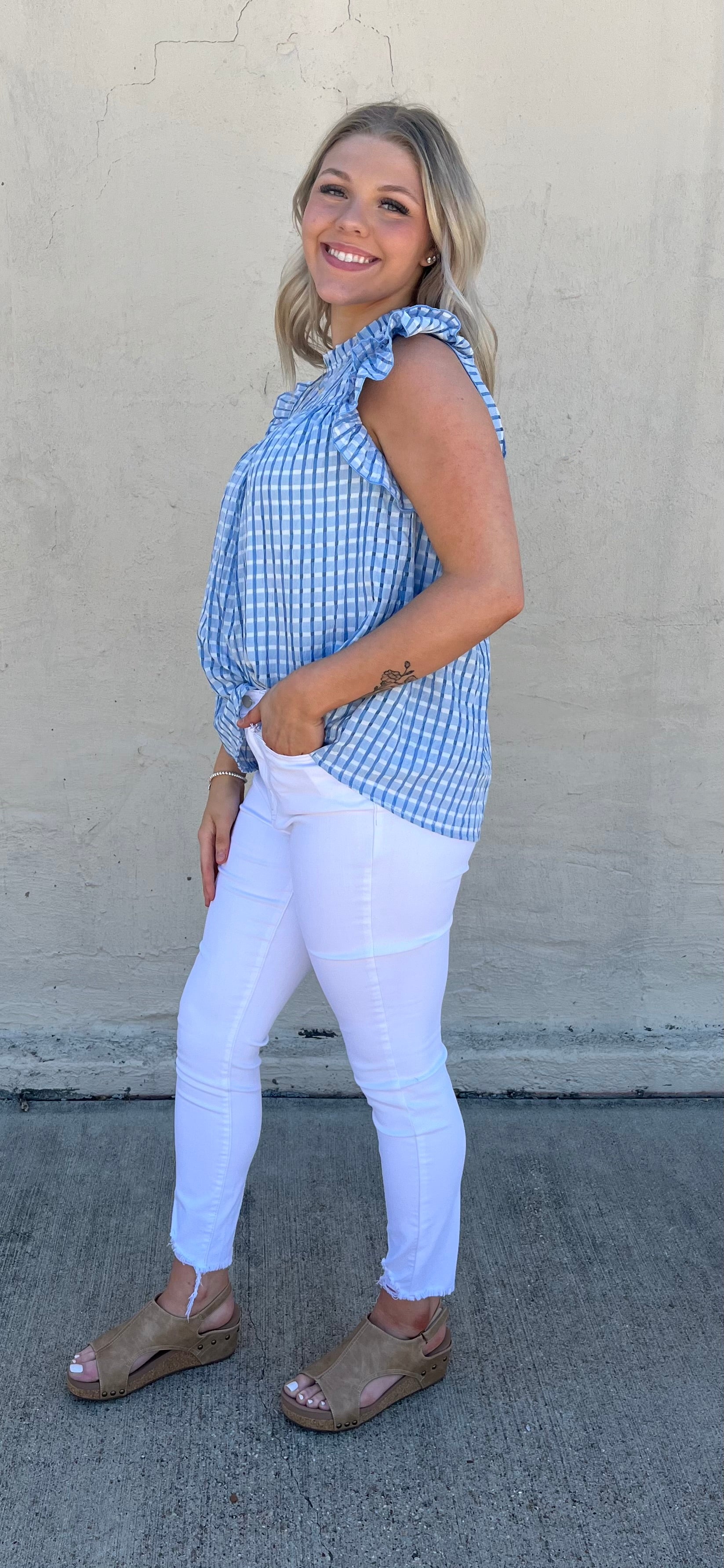 UMGEE Saturday in the Park Blouse - Light Blue