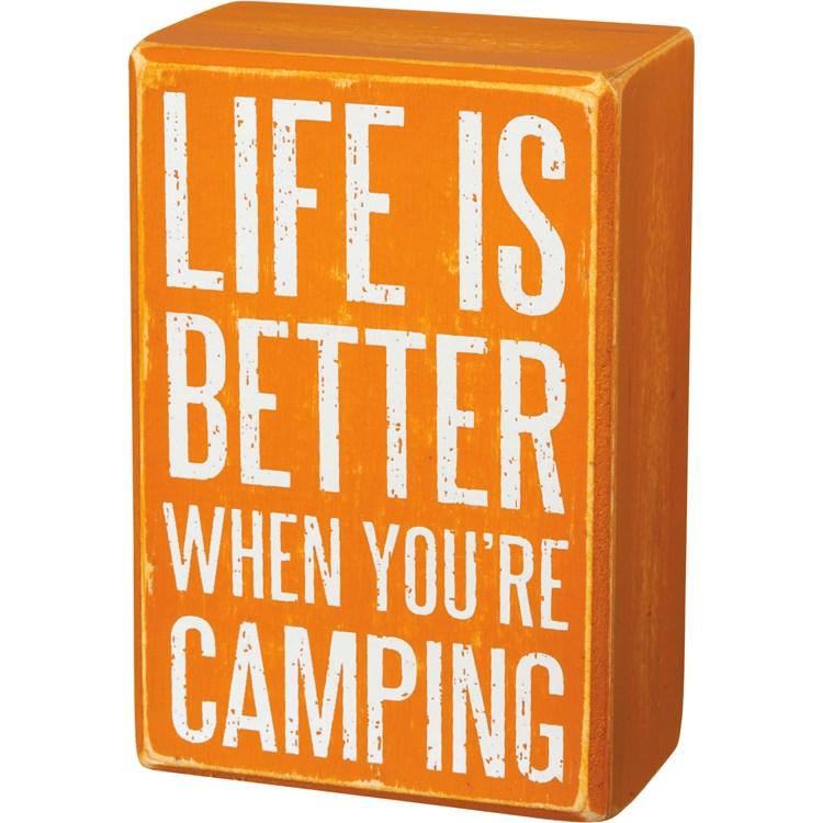Box Sign & Sock Set - Life is Better When You're Camping