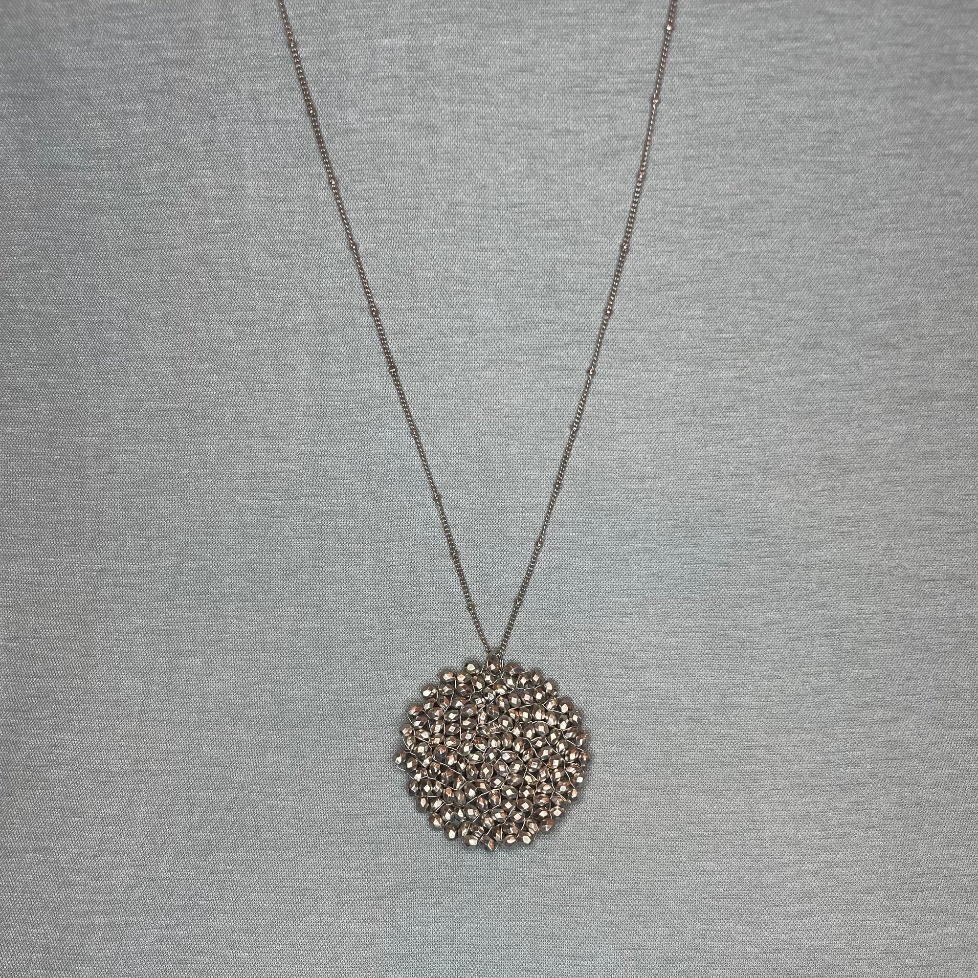 Necklace - Faceted Metallic Crystal Circle