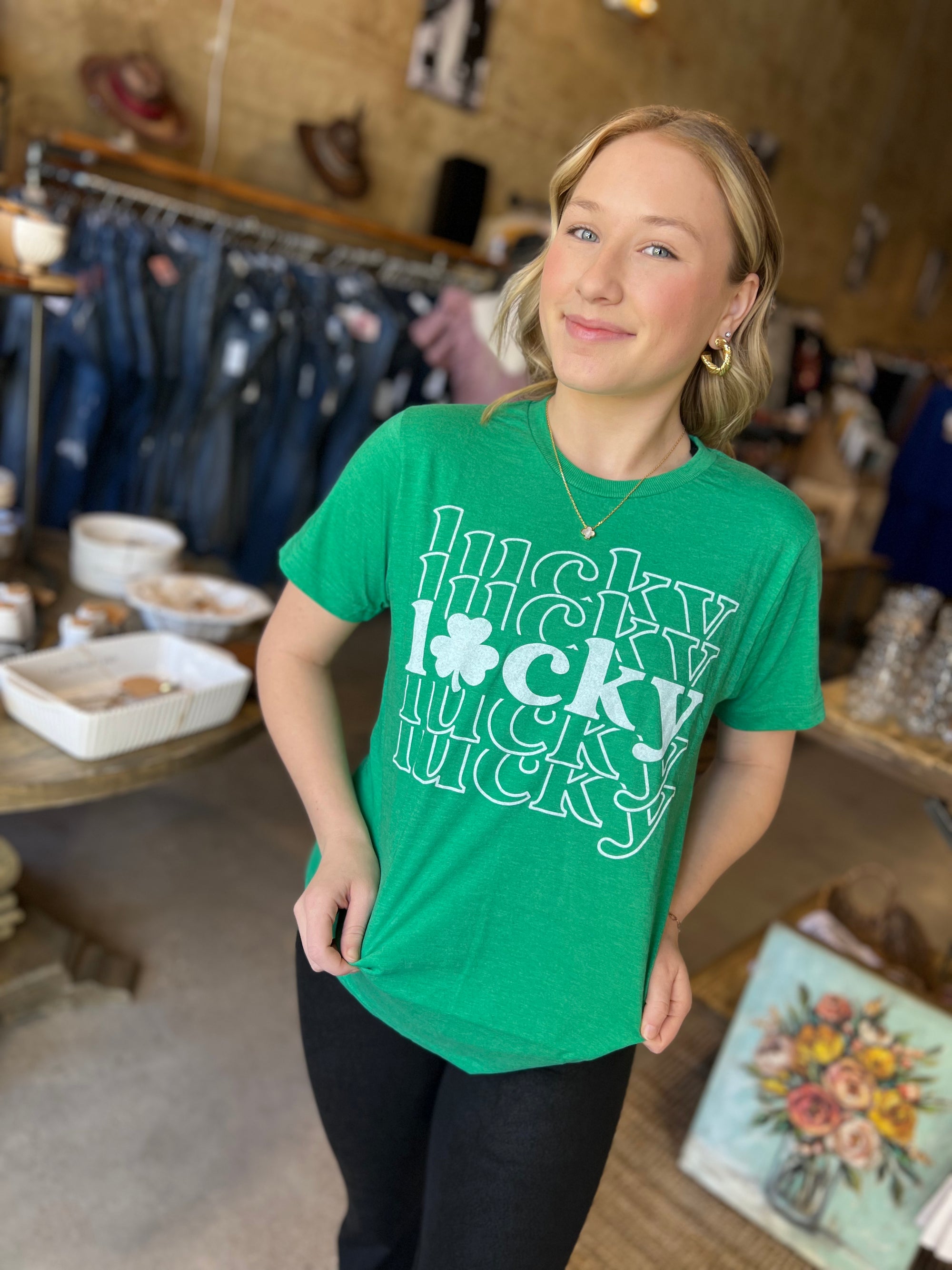 Graphic Tee - Lucky Clover Repeat