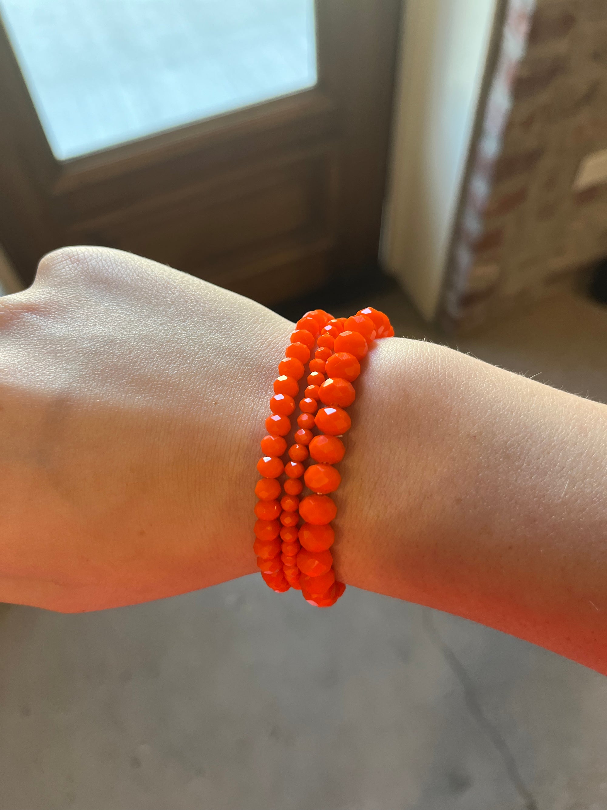 Bracelet Set - Faceted Crystal - Orange Shimmer