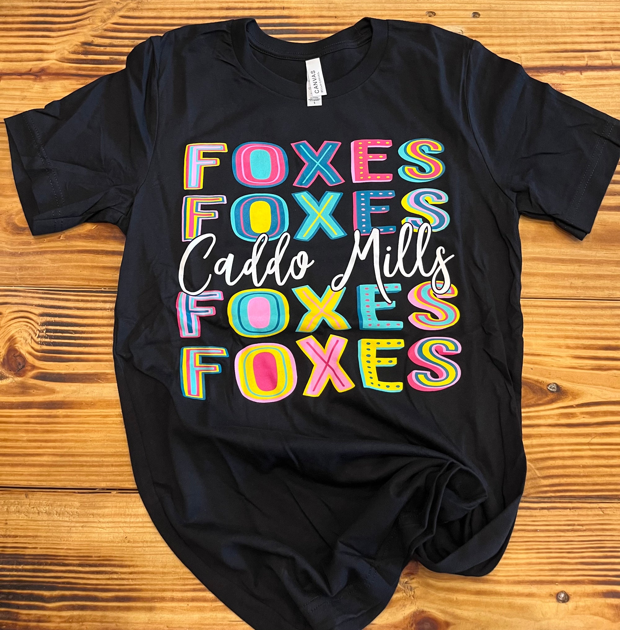 Graphic Tee - Caddo Mills Foxes Colorful Repeat