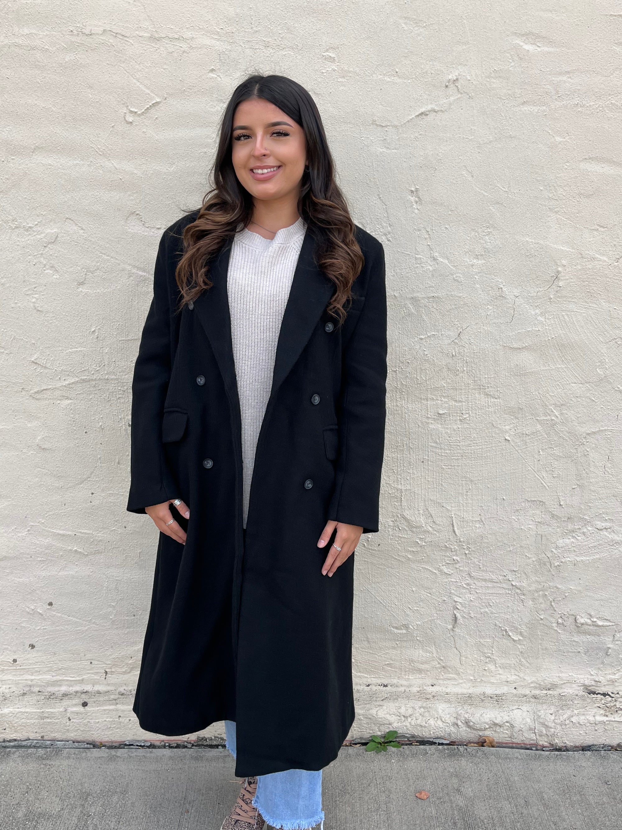 She + Sky Day Planner Wool Blend Trench Coat