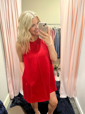 Umgee Don't Miss Out Cotton Tank Dress - Red