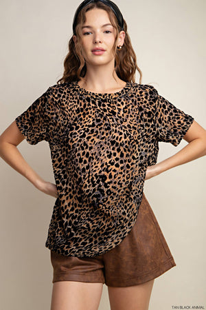 Kori Keys to the Kingdom Animal Print Velvet Burnout Top