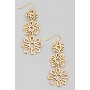 Metallic Flower Chain Link Dangle Earrings