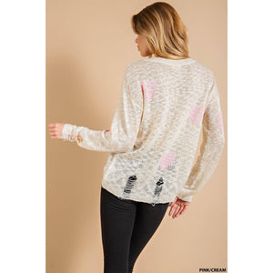 Kori Broken Heart Distressed Sweater