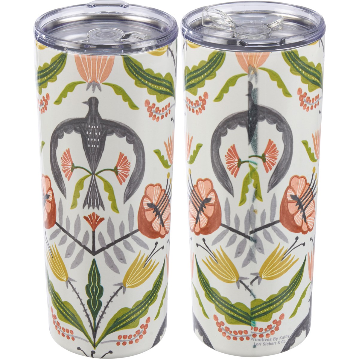Floral And Birds Coffee Tumbler