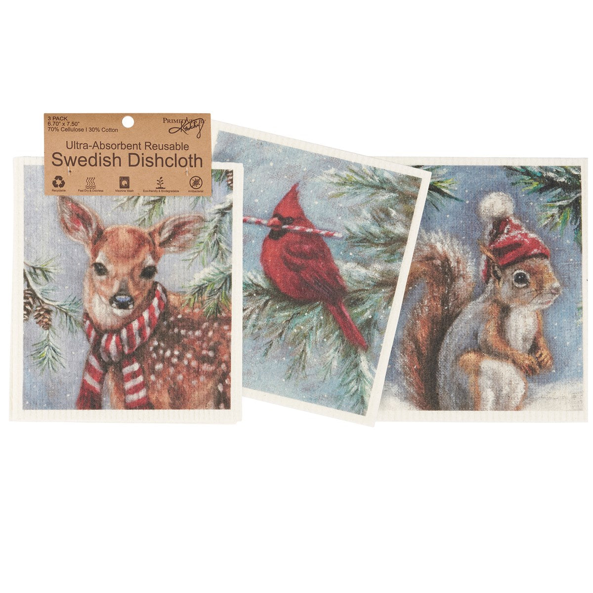 Dishcloth Set - Winter Animal Swedish Set