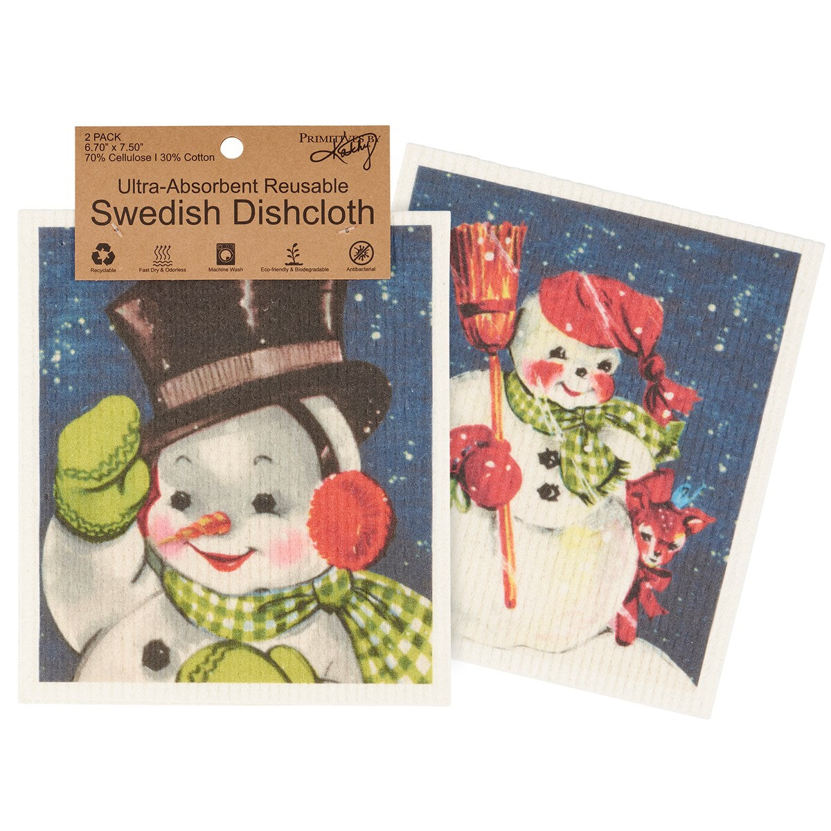 Dishcloth Set - Retro Snowmen Swedish Set