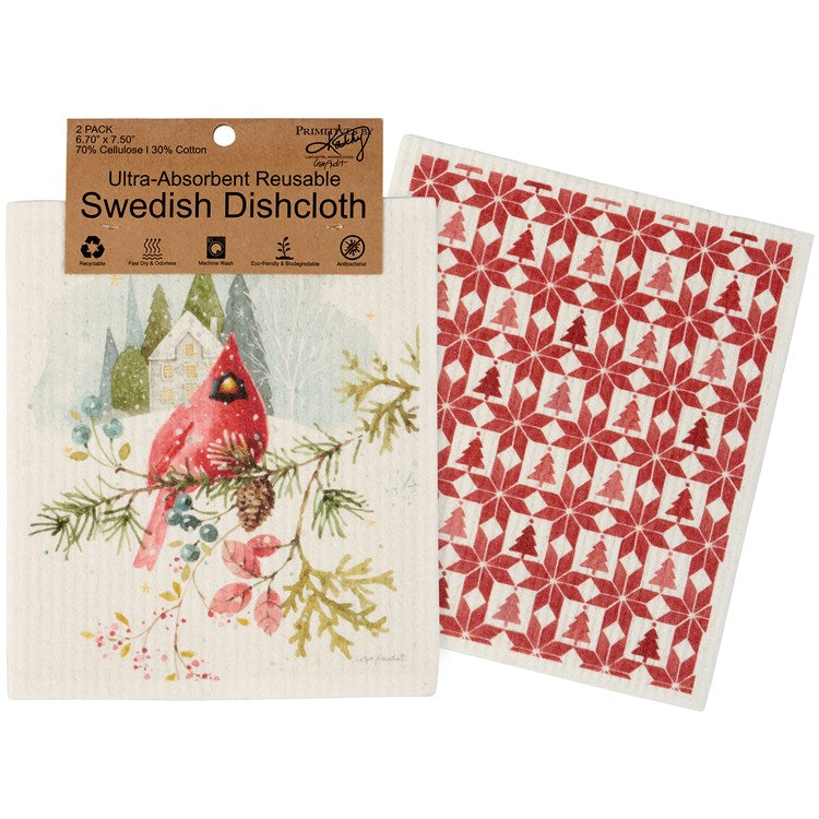 Dishcloth Set - Winter Cardinal Swedish