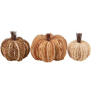 Woven Rattan Pumpkin Trio