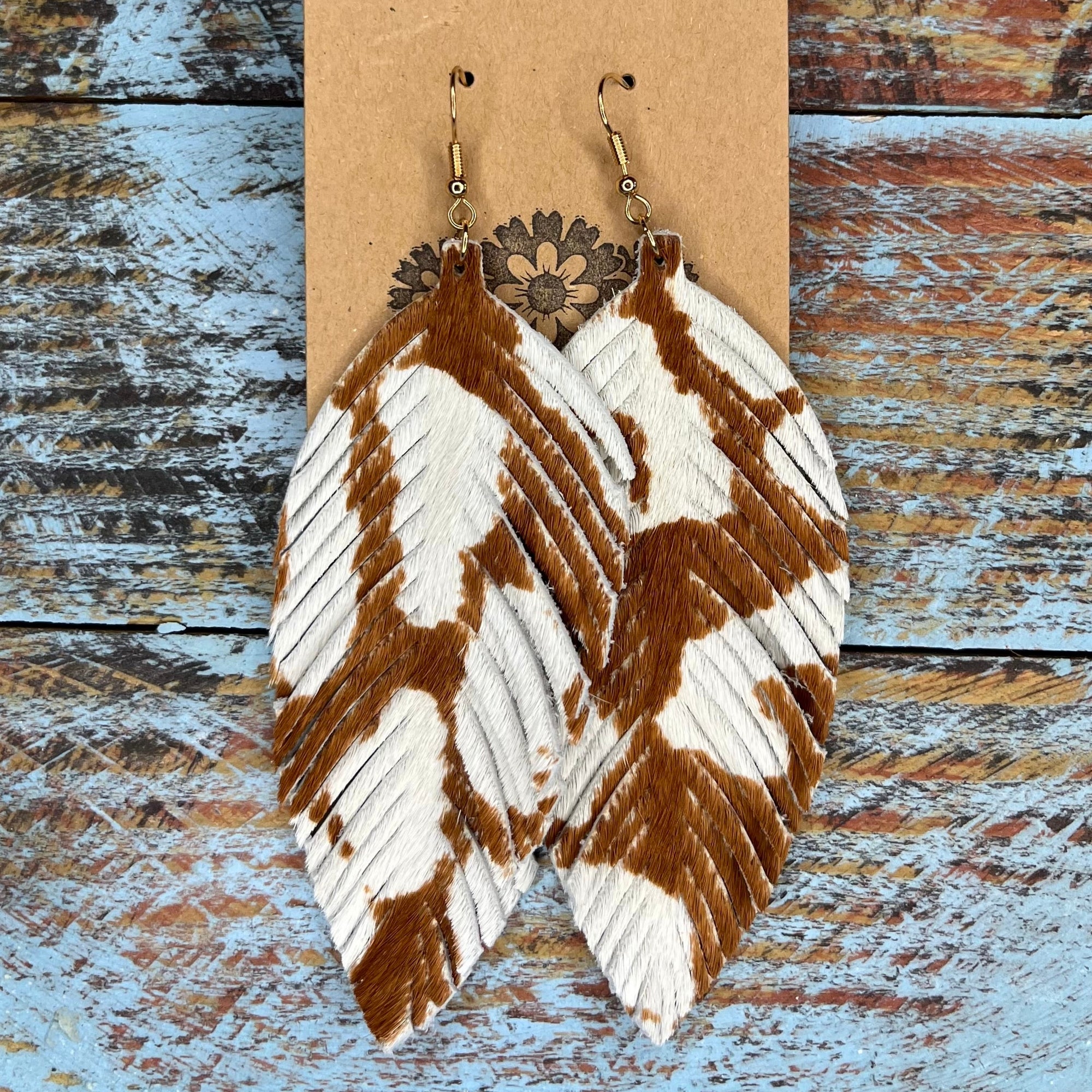 Earrings - Feathered & Fancy Brown Skewbald