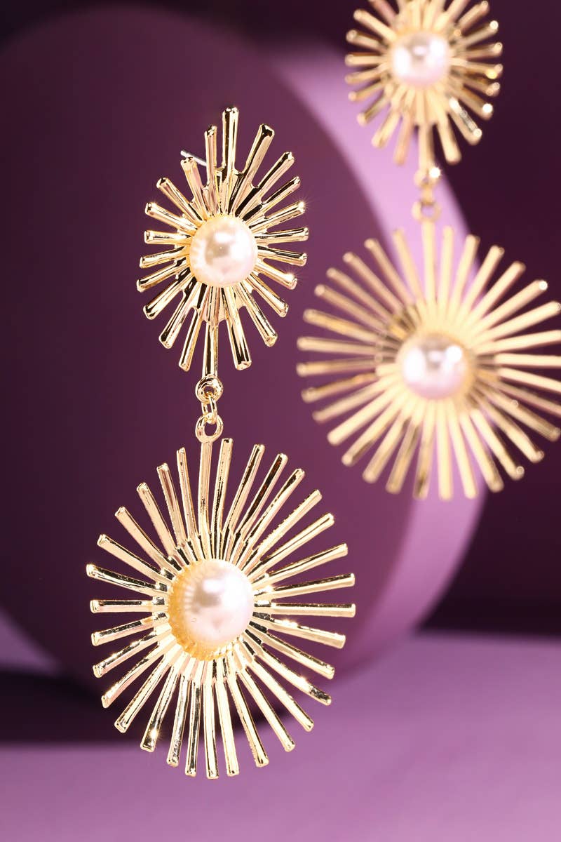 Francesca Gold Starburst Earrings with Pearl Accents