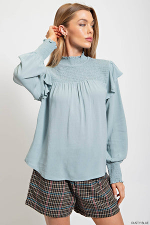 Kori Emmalou Blouse - Dusty Blue