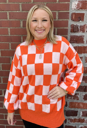 Friday Night in Rockwall Checkered Sweater