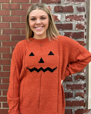 AndTheWhy Jack-O-Lantern Halloween Sweater