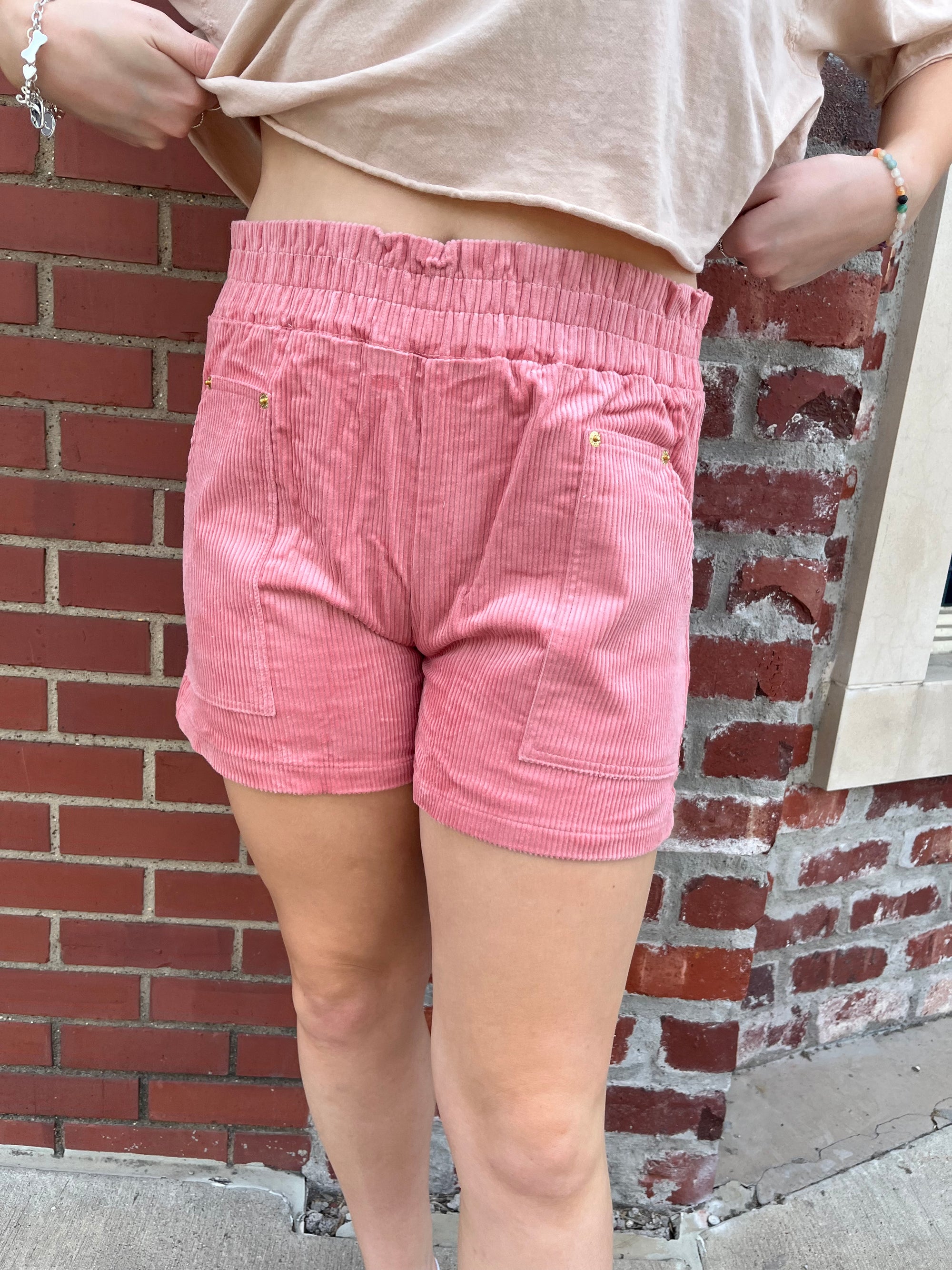 AndTheWhy Mauve Moves Corduroy Shorts
