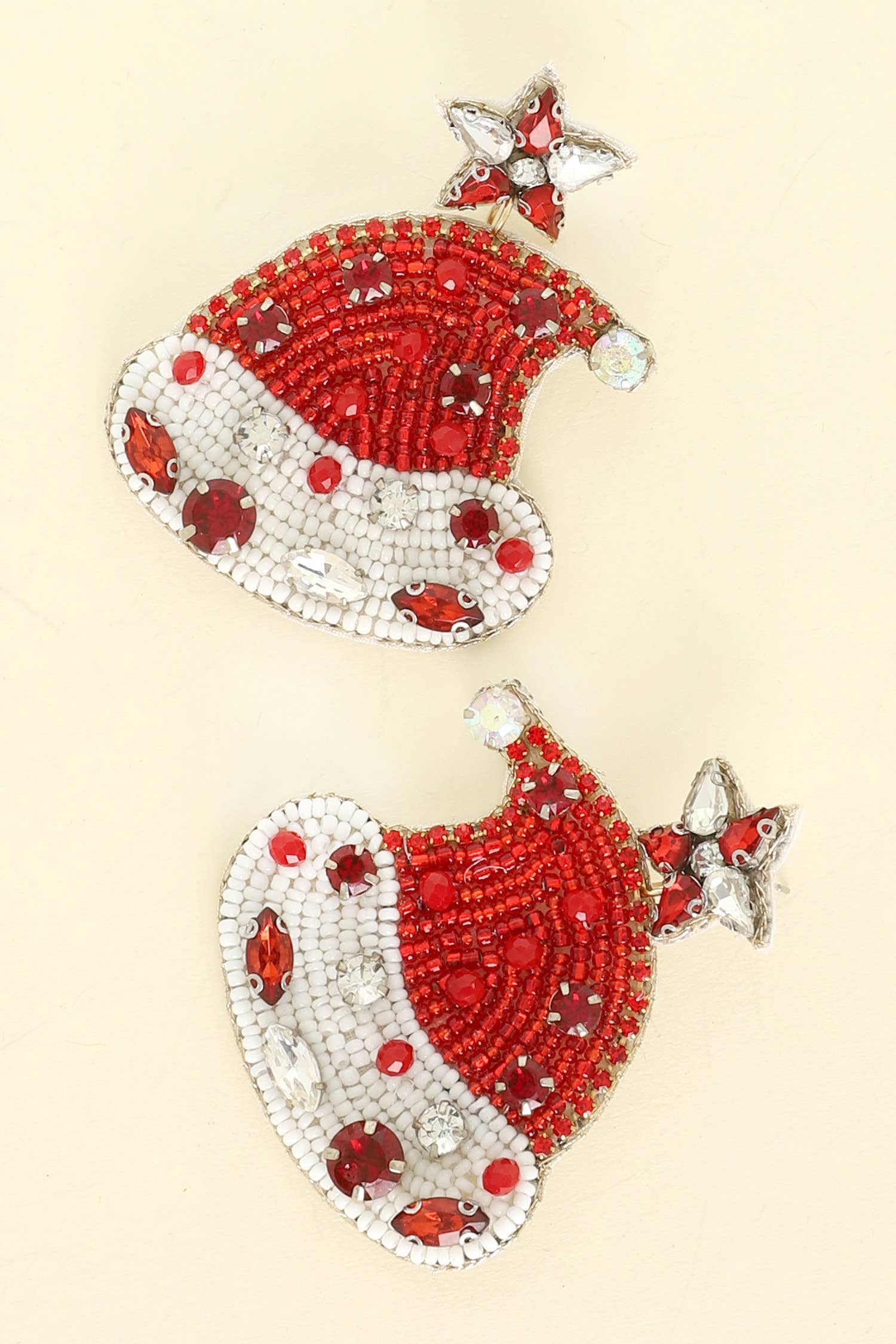 Christmas Santa Claus Hat Bead Earrings