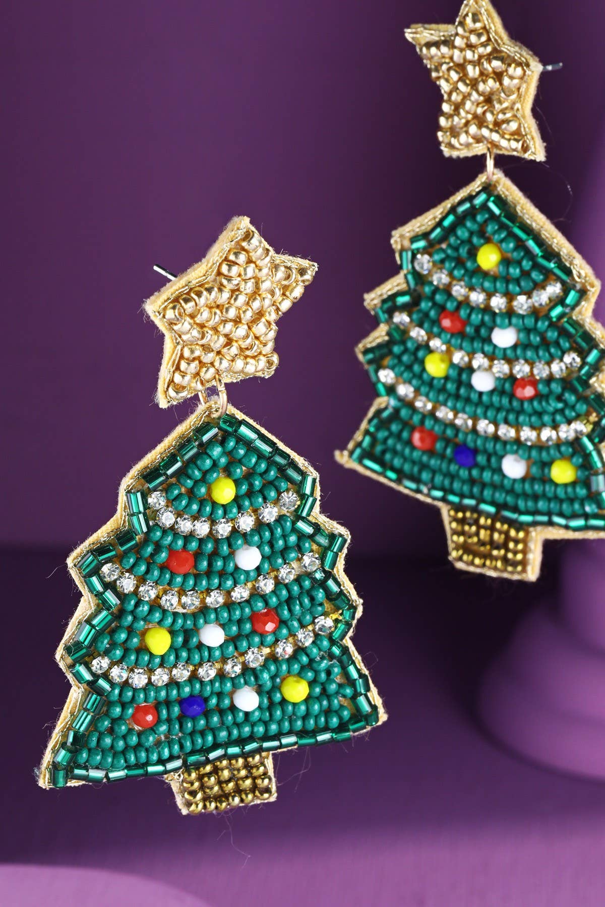 Tannenbaum Seed Bead Christmas Tree Earrings