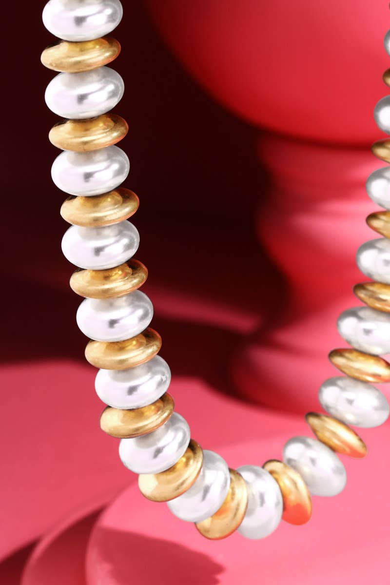 Trudy's 16" Pearl Disc Bead Necklace