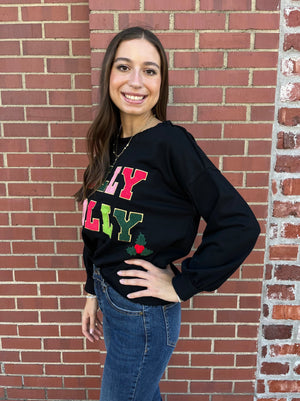 Umgee Holly Jolly Sweatshirt - Black