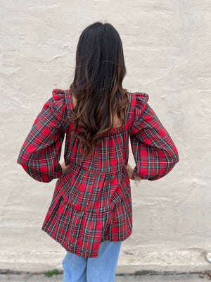 She + Sky North Pole Tartan Plaid Top