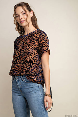 Kori Keys to the Kingdom Animal Print Velvet Burnout Top