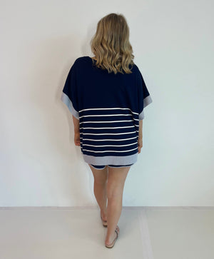 Entro Leaving Town Striped Top - Navy/White