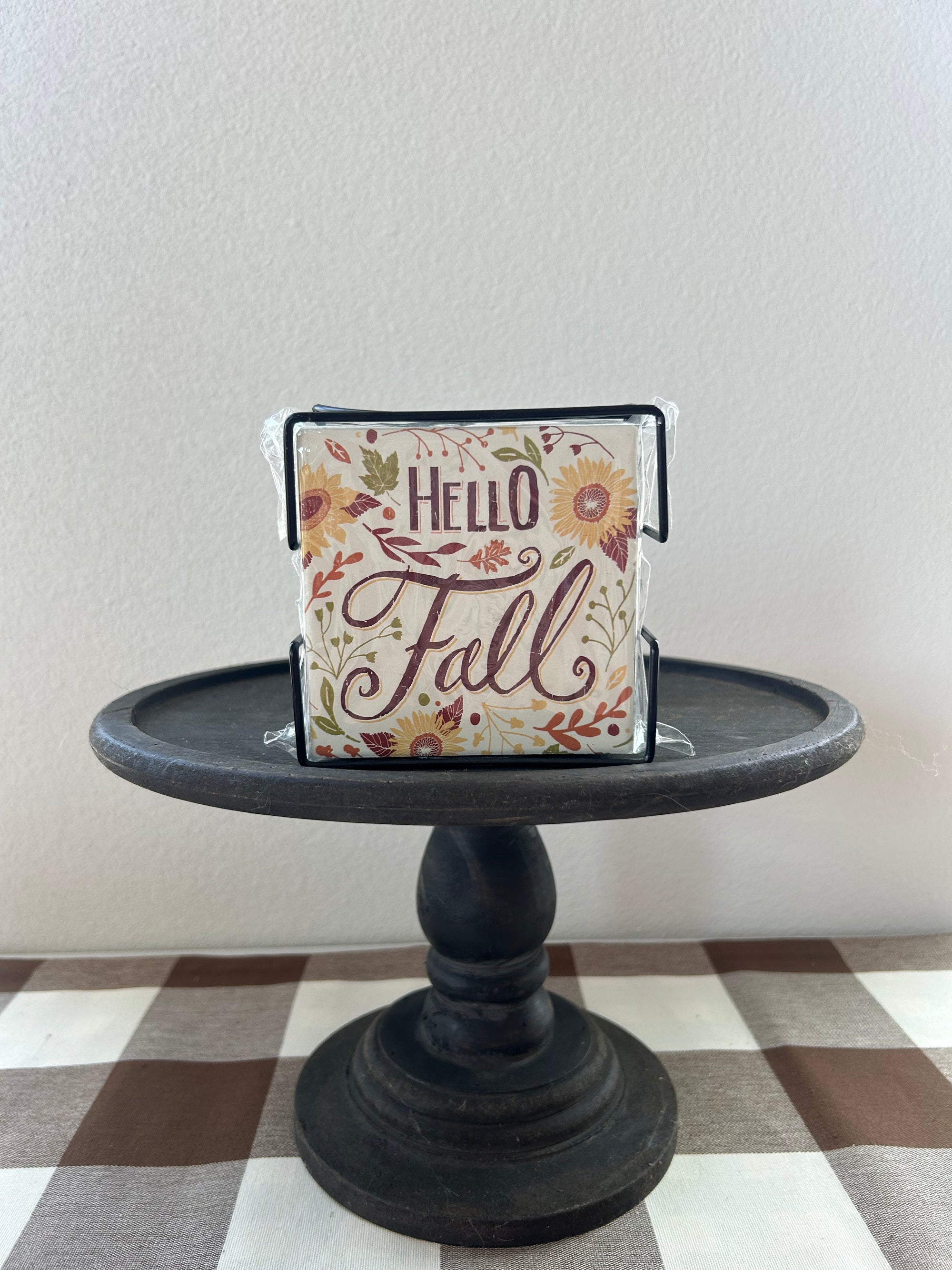 Hello Fall Coaster Set/w Base