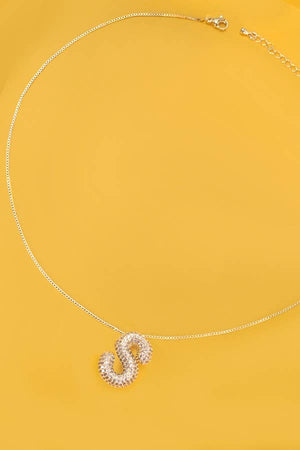 Pave Rhinestone Initial Bubble Balloon Necklace