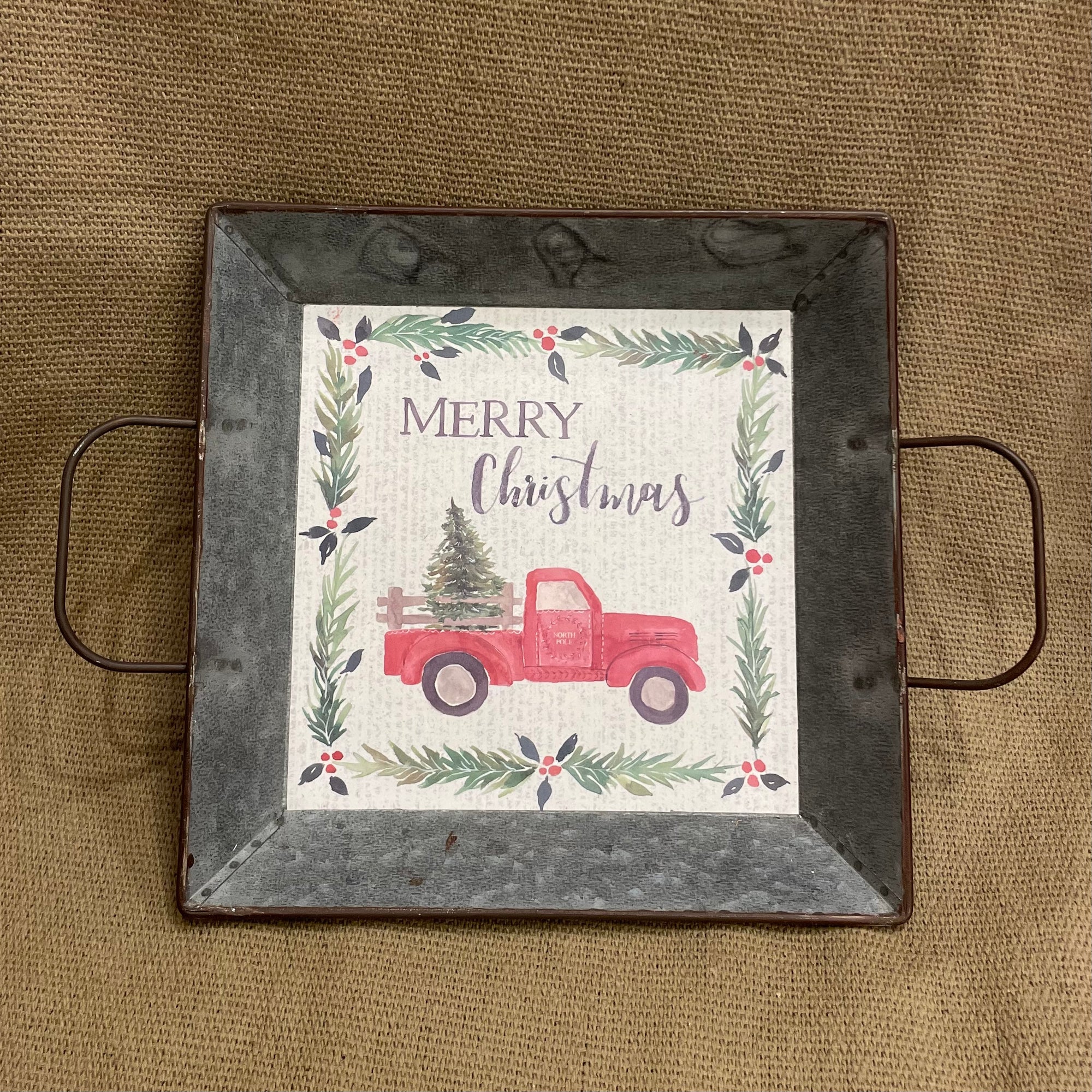 Metal Decor - Merry Christmas Tray