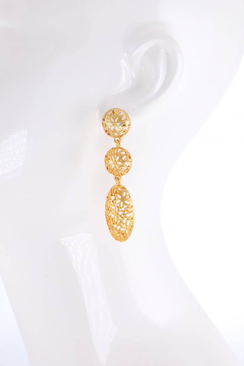 Only You - Gold - Hypoallergenic Linear Puffed Pattern Earrings