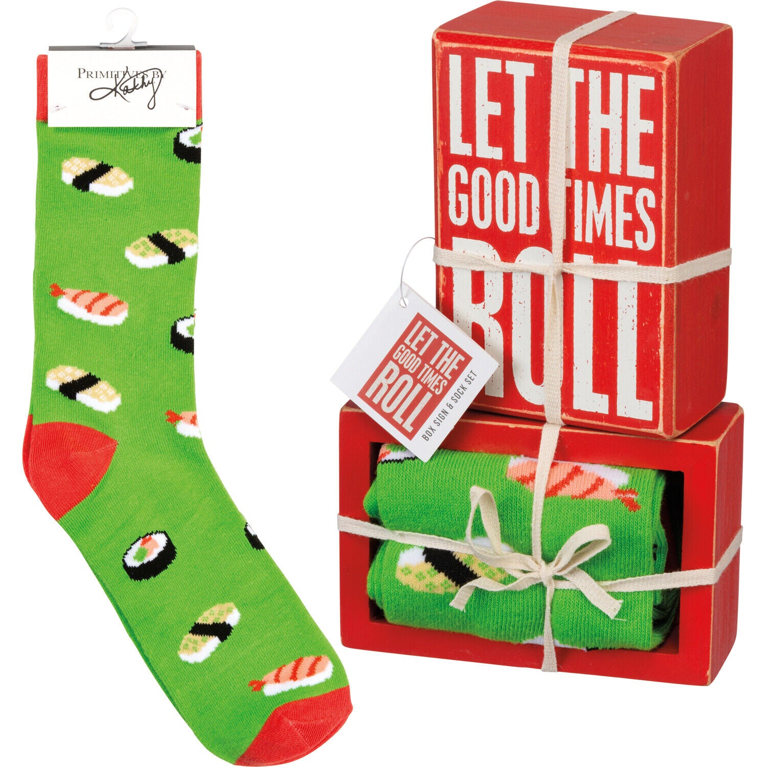 Box Sign & Sock Set - Let the Good Times Roll
