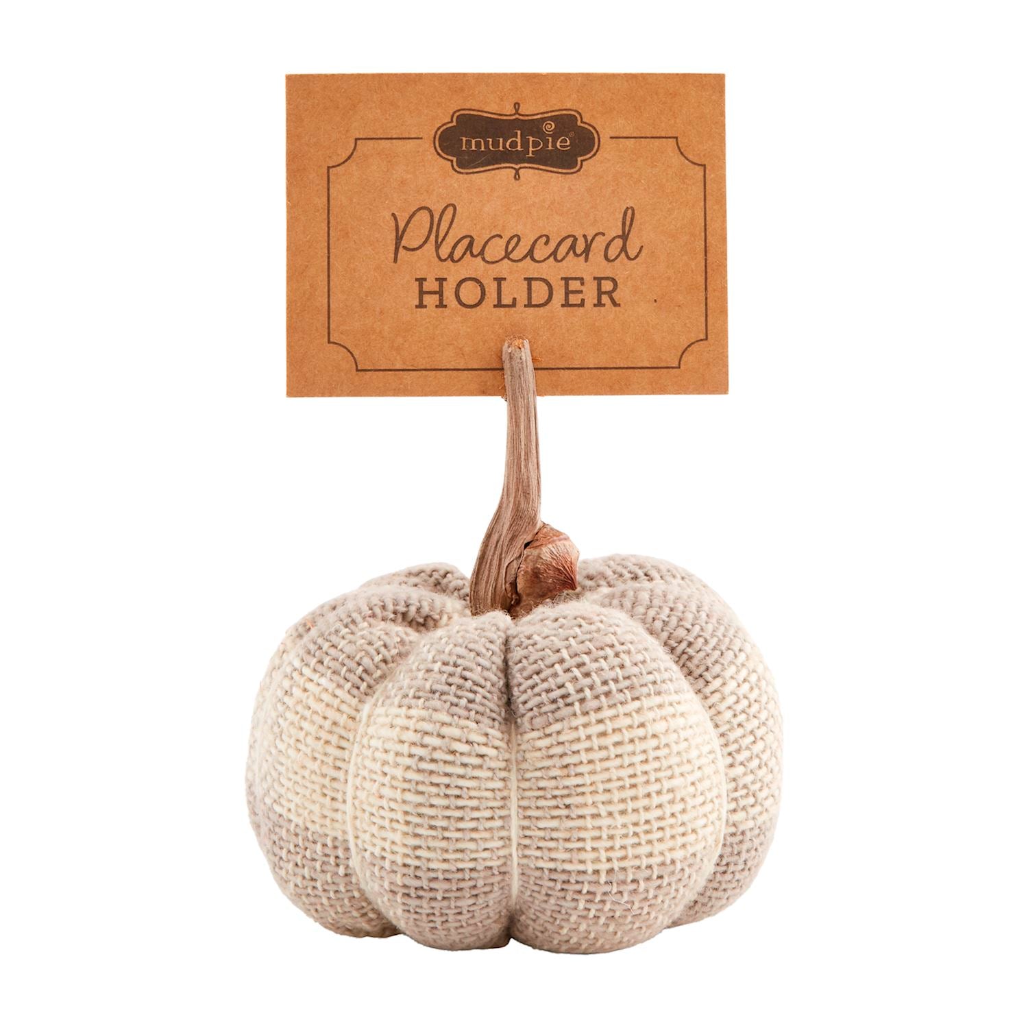 Mud Pie - Grey Plaid Pumpkin Placecard Holder