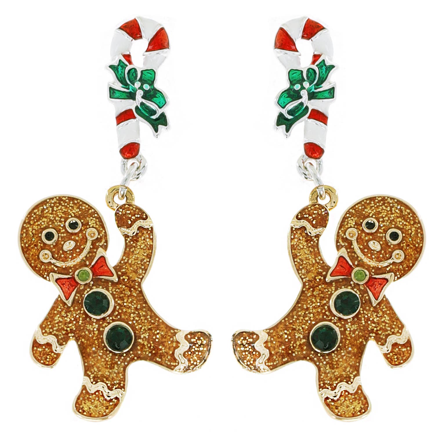 Gingerbread Man Dangle Enamel Earrings