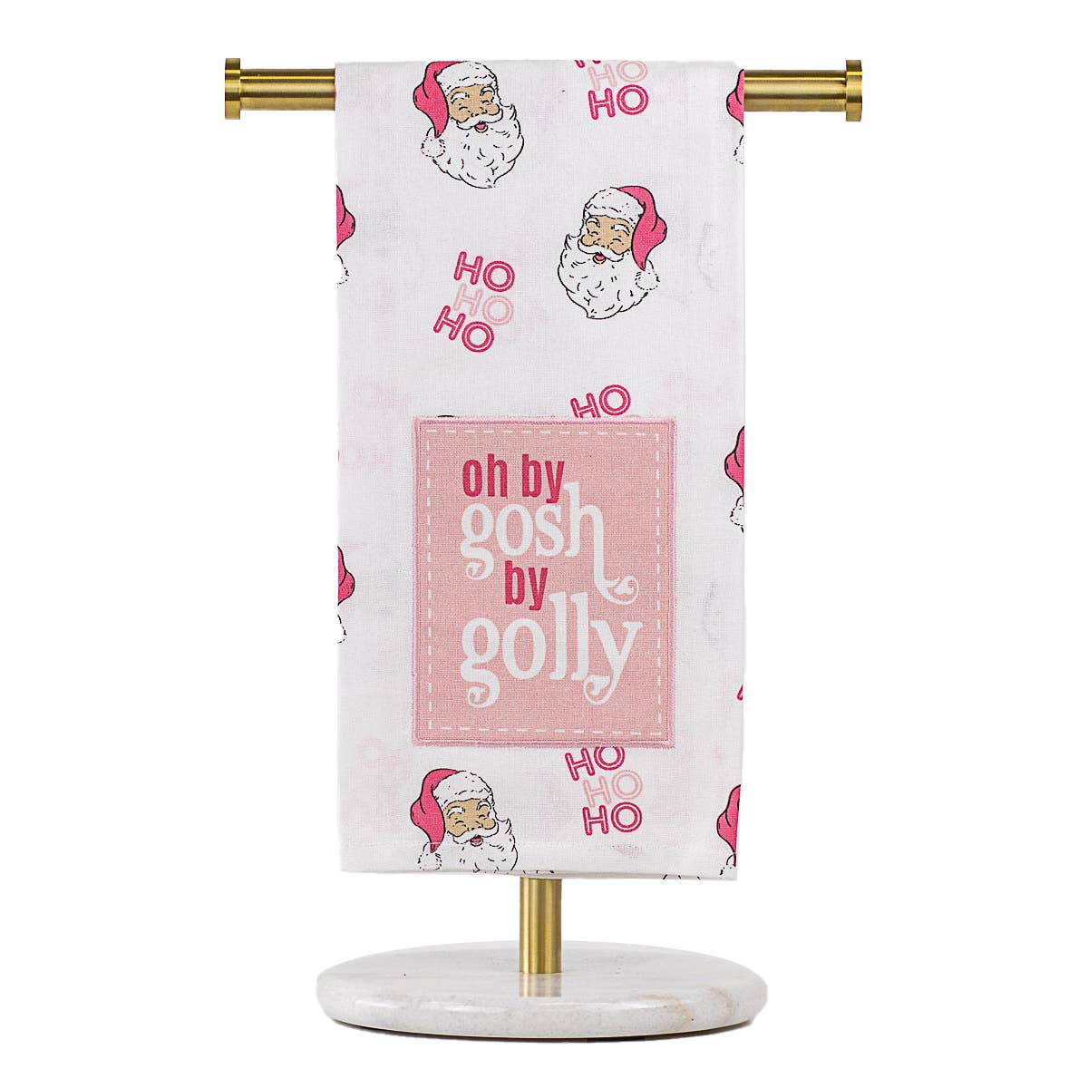 By Golly Santa Hand Towel - White/Pink - 20x28