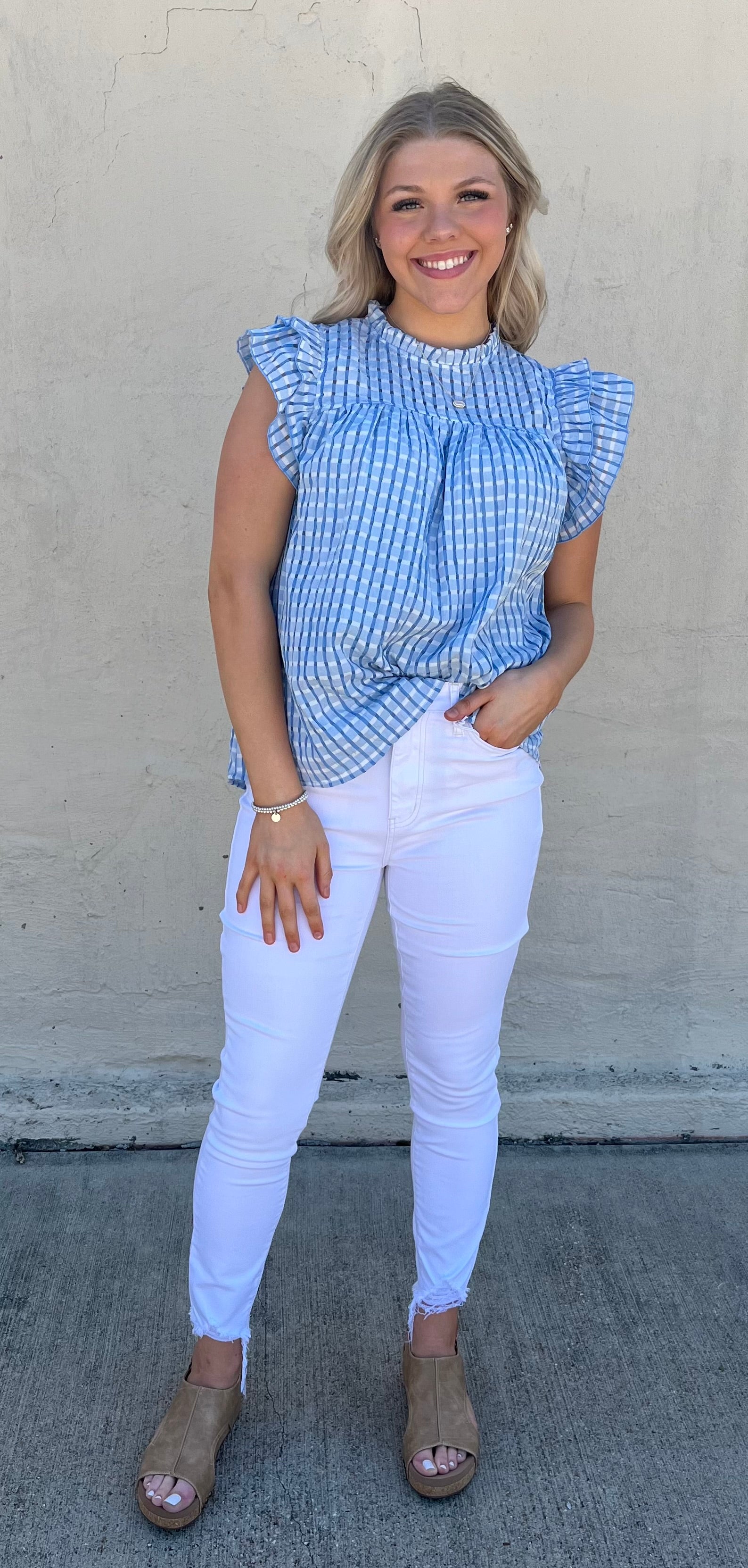 UMGEE Saturday in the Park Blouse - Light Blue
