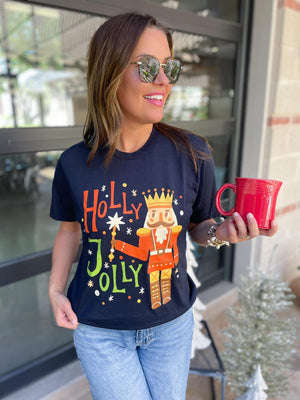 Graphic Tee - Holly Jolly Nutcracker V-Neck