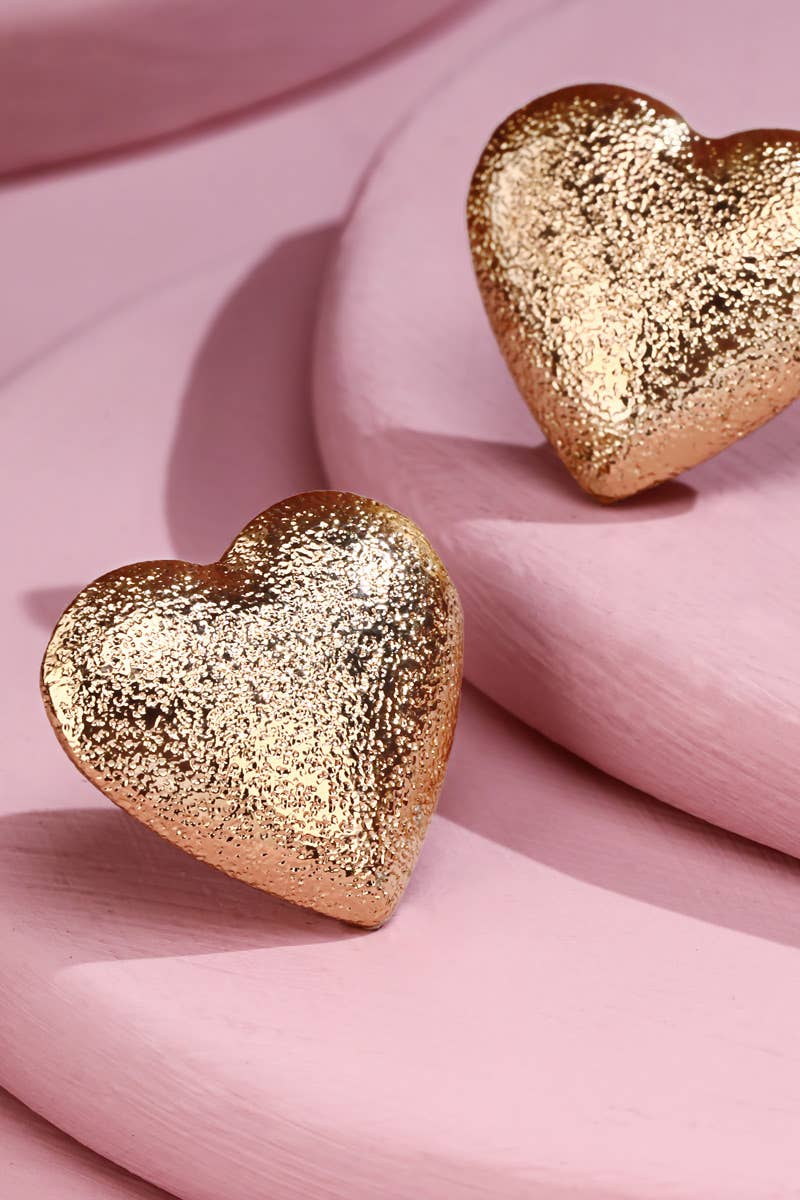 Wild at Heart Textured Heart-Shaped Stud Earrings