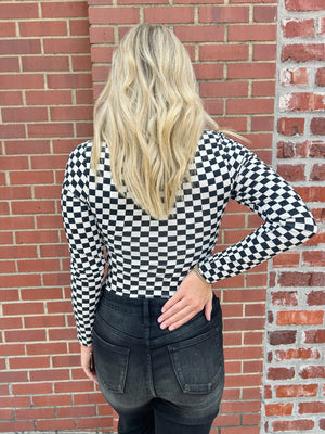 Kori Race Me Checkered Bodysuit