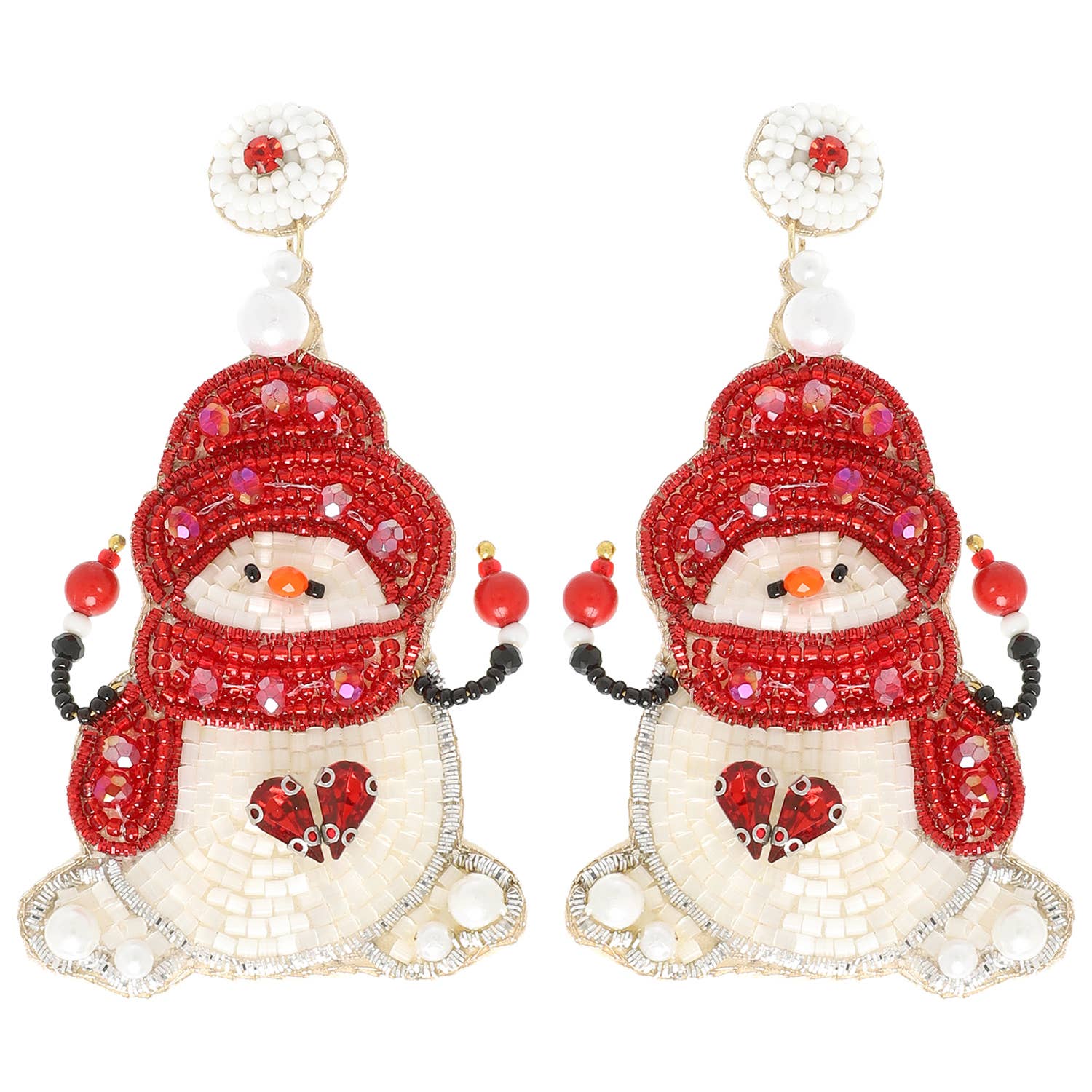 Christmas Scarfed Snowman Post Earrings