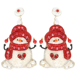 Christmas Scarfed Snowman Post Earrings