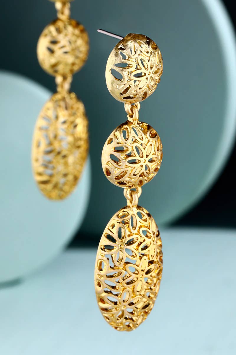 Only You - Gold - Hypoallergenic Linear Puffed Pattern Earrings