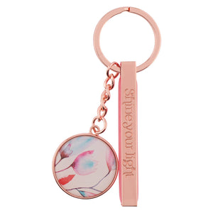 Keychain - Shine Your Light Pink Petals Rose Gold