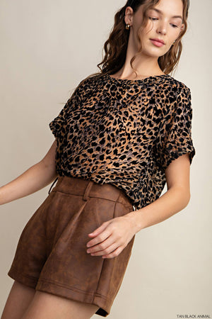 Kori Keys to the Kingdom Animal Print Velvet Burnout Top