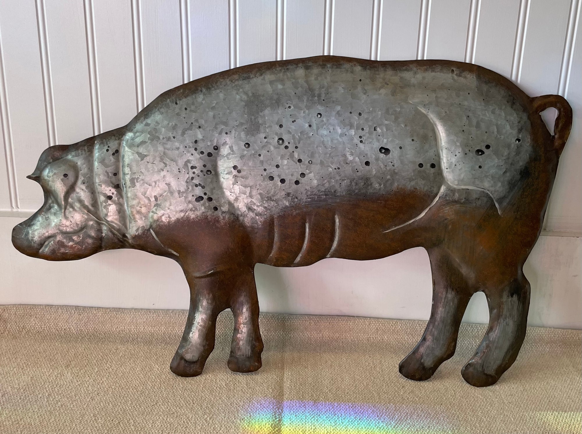 Metal Sign - Distressed Dimensional Pig