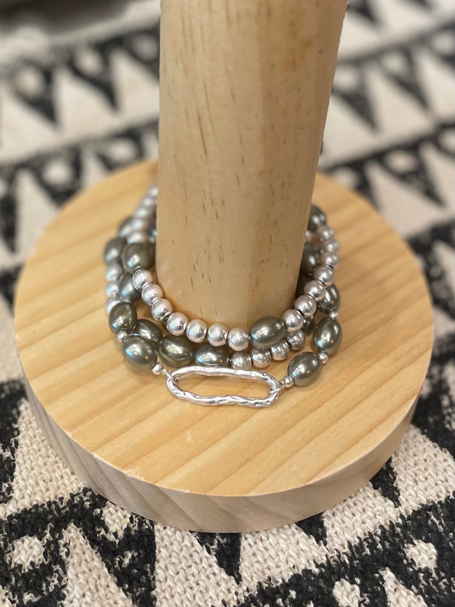 Bracelet Set - Beaded Grey