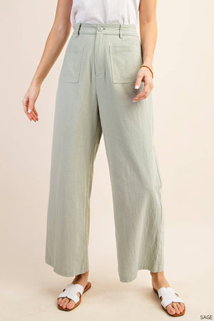 Kori Sage Advice Wide Leg Pants - Sage Green