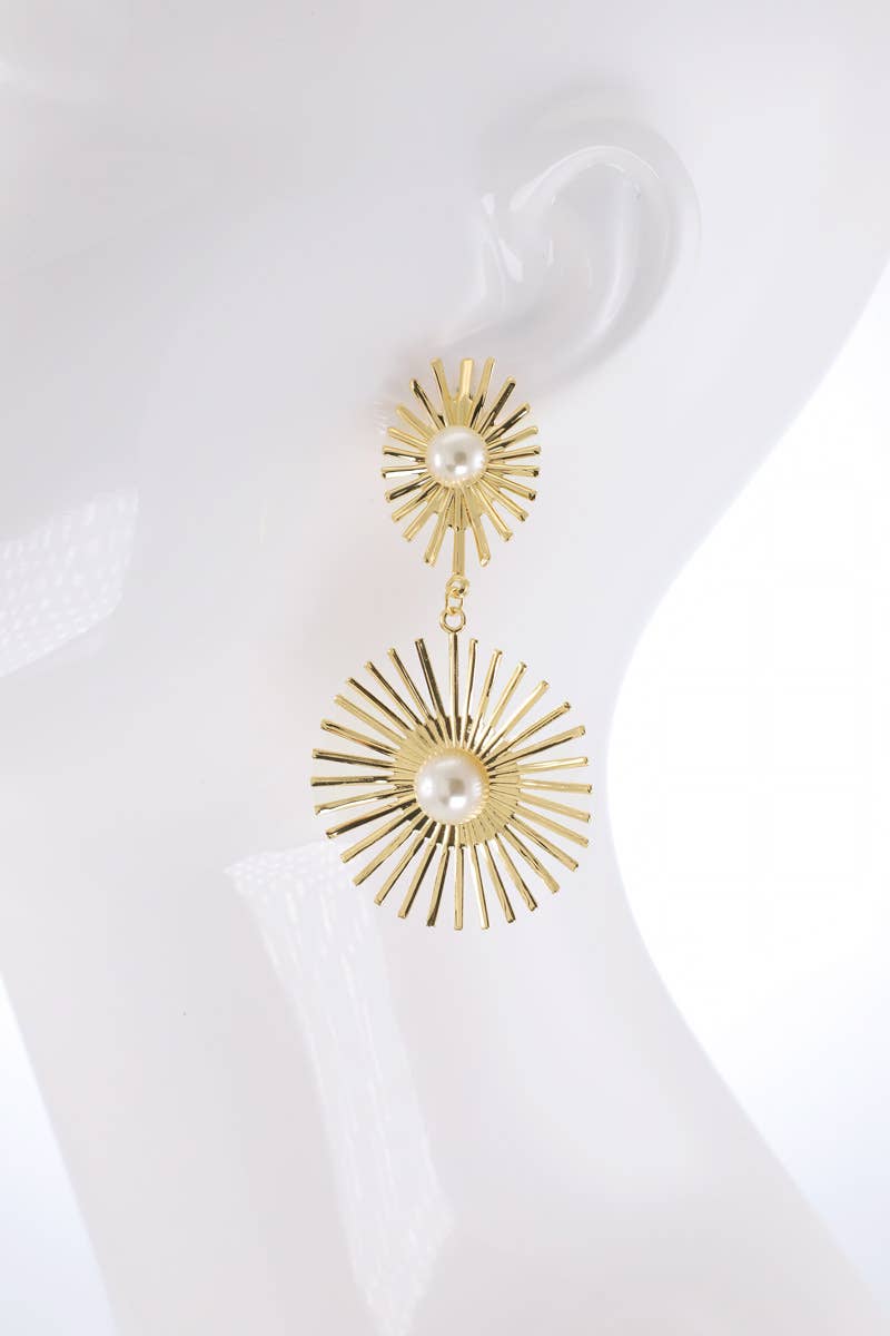 Francesca Gold Starburst Earrings with Pearl Accents